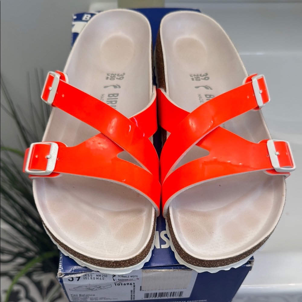 Neon orange Birkenstock Yao. Size 39